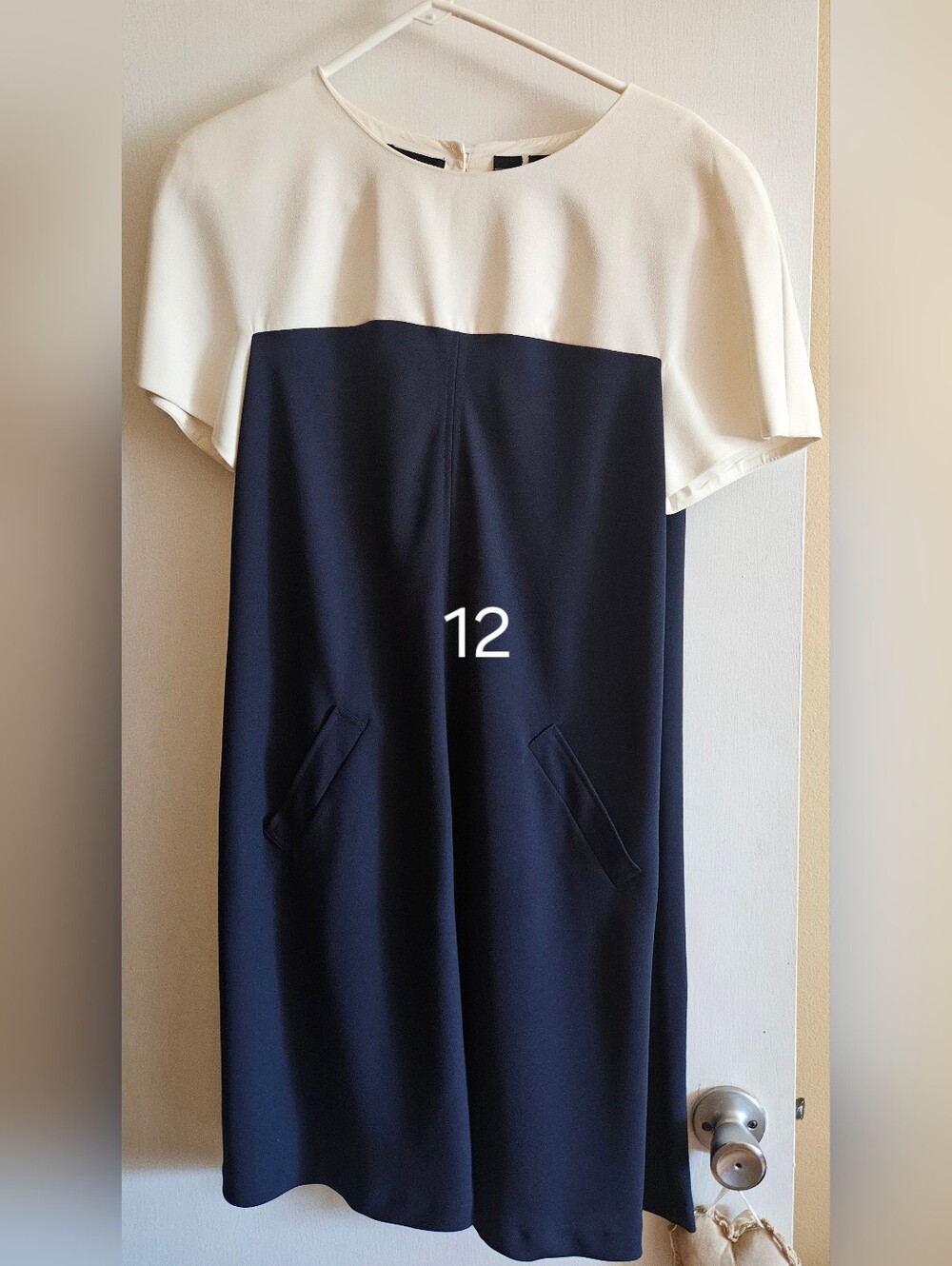Colorblock Navy and Cream Short Sleeve Jumpsuit